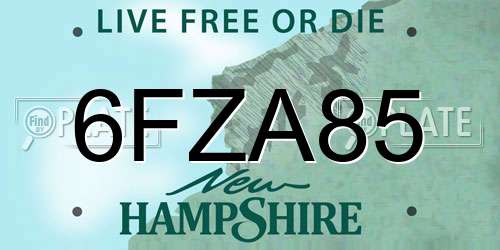 6FZA85 New Hampshire License Plate