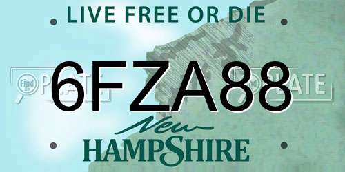 6FZA88 New Hampshire License Plate