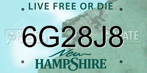 6G28J8 New Hampshire License Plate