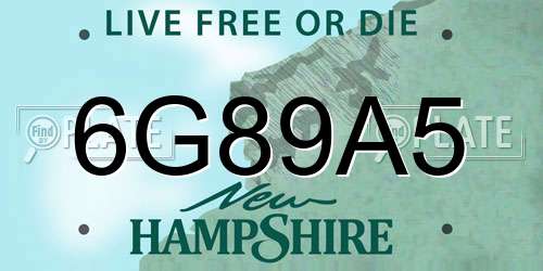 6G89A5 New Hampshire License Plate