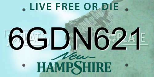 6GDN621 New Hampshire License Plate