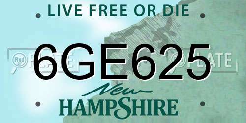 6GE625 New Hampshire License Plate