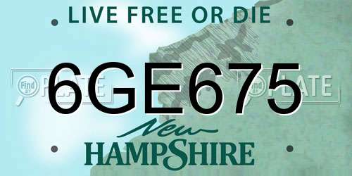 6GE675 New Hampshire License Plate