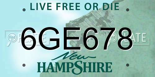 6GE678 New Hampshire License Plate