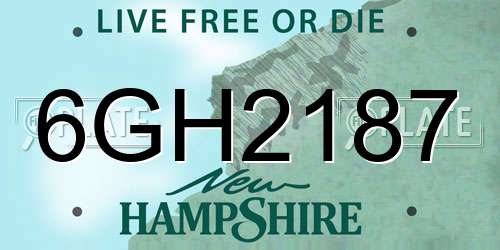 6GH2187 New Hampshire License Plate