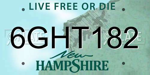 6GHT182 New Hampshire License Plate