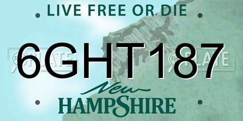 6GHT187 New Hampshire License Plate