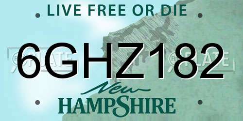 6GHZ182 New Hampshire License Plate