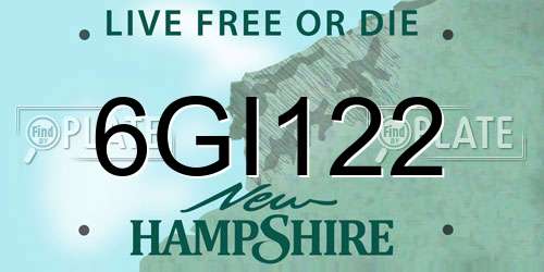 6GI122 New Hampshire License Plate