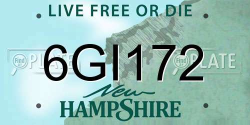 6GI172 New Hampshire License Plate