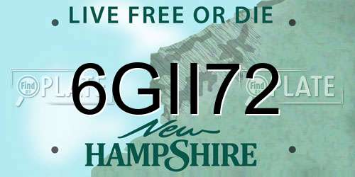 6GII72 New Hampshire License Plate