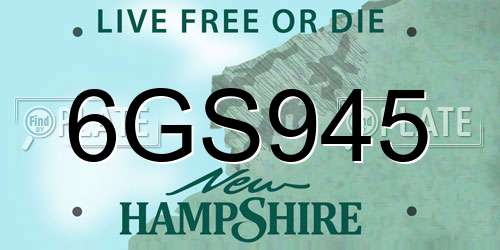 6GS945 New Hampshire License Plate