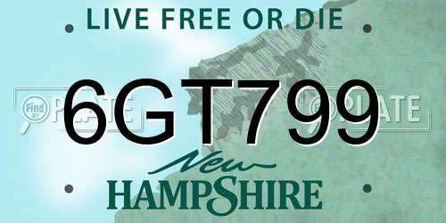 6GT799 New Hampshire License Plate