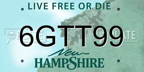 6GTT99 New Hampshire License Plate