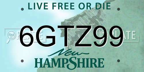 6GTZ99 New Hampshire License Plate