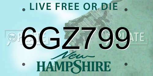 6GZ799 New Hampshire License Plate