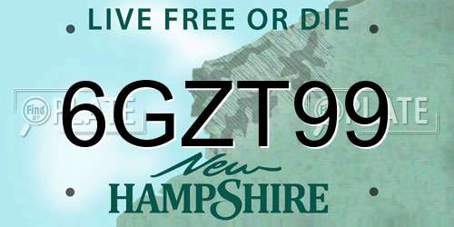 6GZT99 New Hampshire License Plate