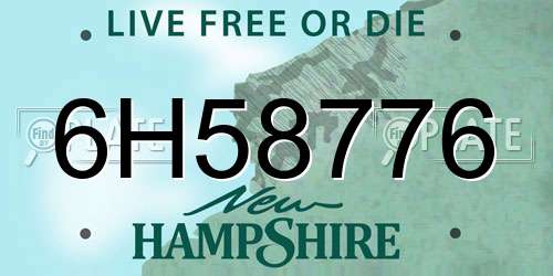 6H58776 New Hampshire License Plate