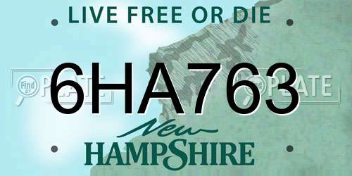 6HA763 New Hampshire License Plate