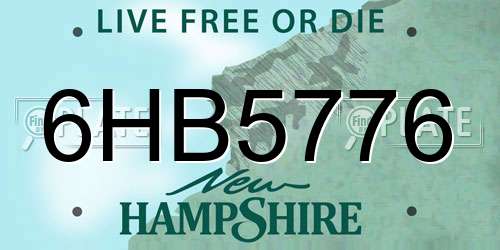 6HB5776 New Hampshire License Plate