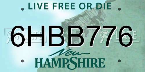 6HBB776 New Hampshire License Plate