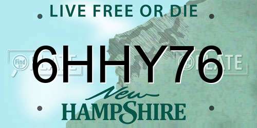 6HHY76 New Hampshire License Plate