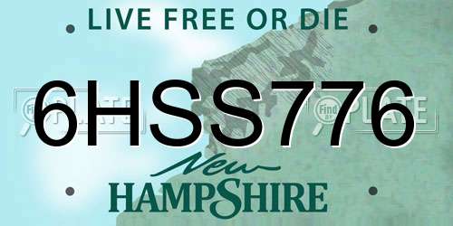 6HSS776 New Hampshire License Plate
