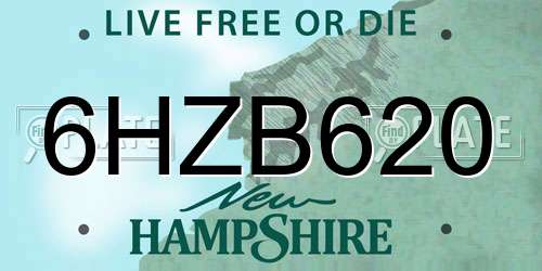 6HZB620 New Hampshire License Plate