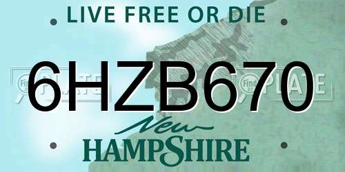 6HZB670 New Hampshire License Plate