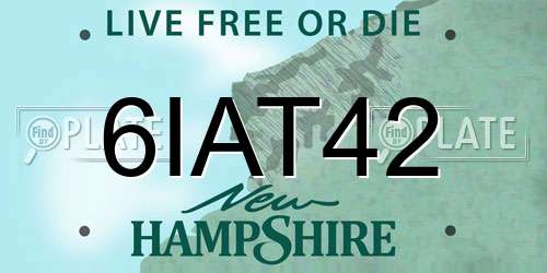 6IAT42 New Hampshire License Plate