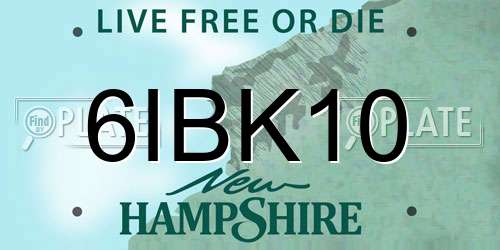 6IBK10 New Hampshire License Plate