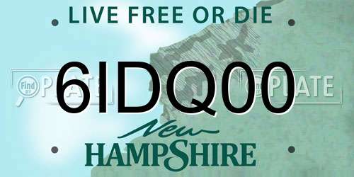 6IDQ00 New Hampshire License Plate