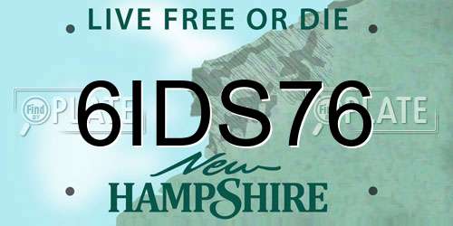 6IDS76 New Hampshire License Plate
