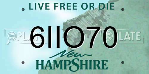 6IIO70 New Hampshire License Plate