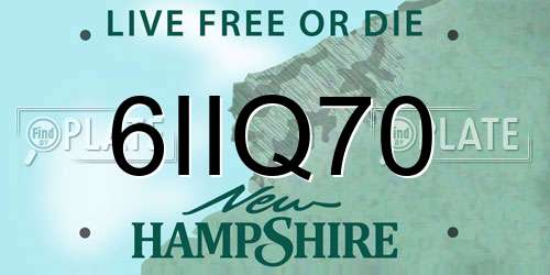 6IIQ70 New Hampshire License Plate