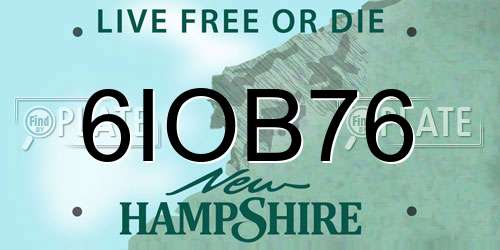 6IOB76 New Hampshire License Plate