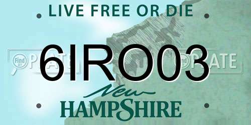 6IRO03 New Hampshire License Plate