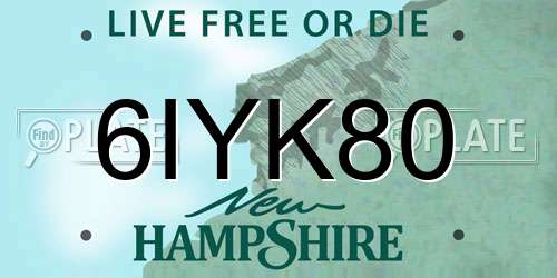 6IYK80 New Hampshire License Plate
