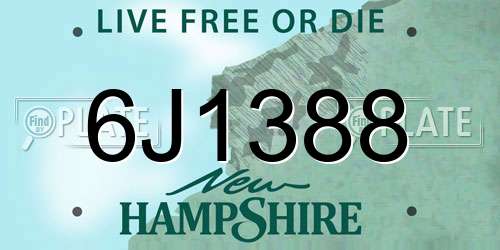 6J1388 New Hampshire License Plate