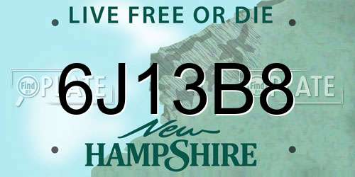 6J13B8 New Hampshire License Plate