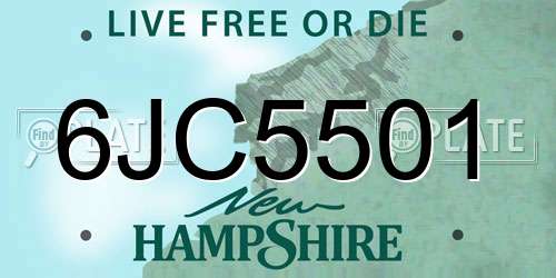 6JC5501 New Hampshire License Plate