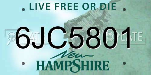 6JC5801 New Hampshire License Plate