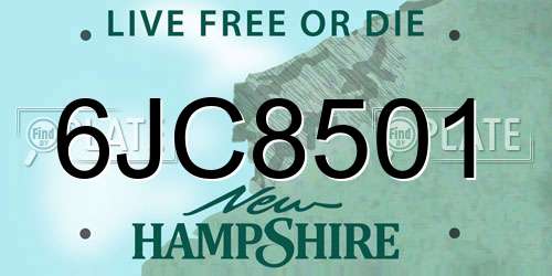 6JC8501 New Hampshire License Plate