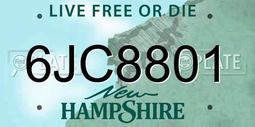 6JC8801 New Hampshire License Plate
