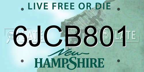 6JCB801 New Hampshire License Plate