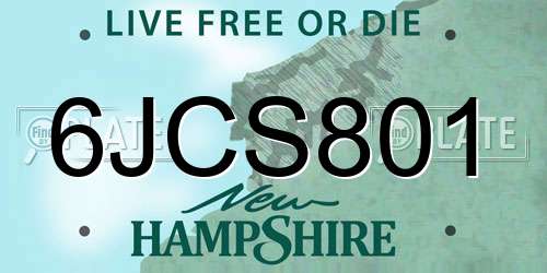 6JCS801 New Hampshire License Plate
