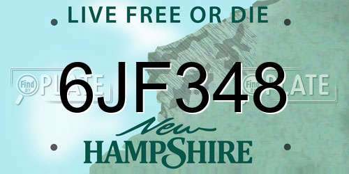 6JF348 New Hampshire License Plate