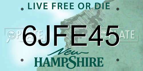 6JFE45 New Hampshire License Plate