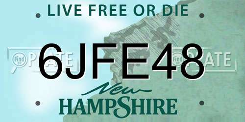 6JFE48 New Hampshire License Plate