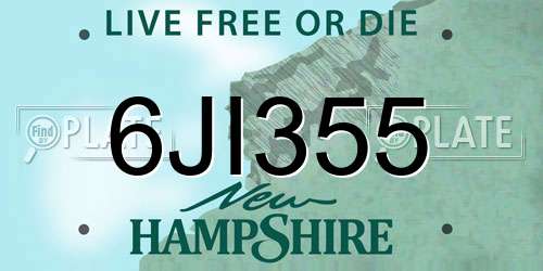 6JI355 New Hampshire License Plate